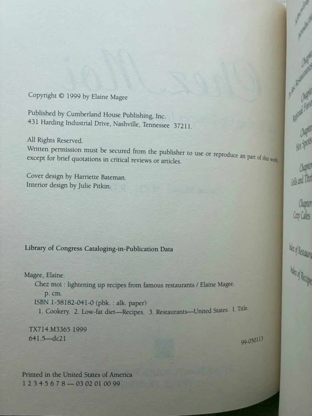 Chez Moi: Lightening Up Recipes from Famous Restaurants Cookbook Softcover